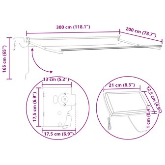 Elektrisch uitschuifbaar zonnescherm frame Wit 3 x 2 m 9