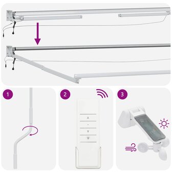 Elektrisch uitschuifbaar zonnescherm frame Wit 3,5 x 2 m 9