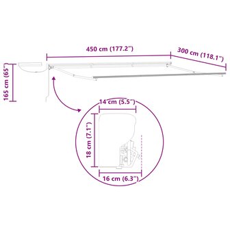 Elektrisch uitschuifbaar zonnescherm frame Wit 4,5 &times; 3 m Staal 9