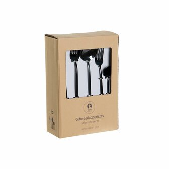 Bestek DKD Home Decor Zwart Roestvrij staal 3 x 1,5 x 13 cm 20 Onderdelen 4