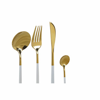 Bestek DKD Home Decor Wit Gouden Roestvrij staal 4,5 x 2,5 x 20,5 cm 24 Onderdelen 3
