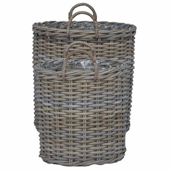 Plantenmand met opslag 2 pcs Grijs Lacak Riet 5