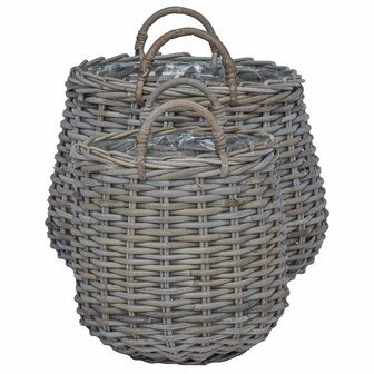 Plantenmand met opslag 2 pcs Grijs Lacak Riet 5