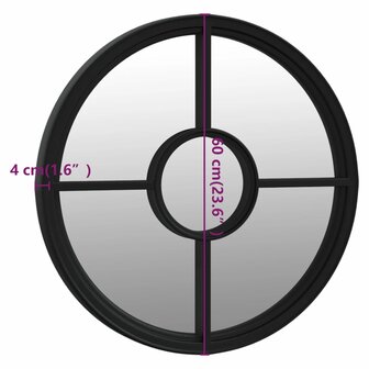 Spiegel rond 60x4 cm ijzer zwart 6