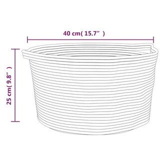 Opbergmand &Oslash; 40x25 cm katoen beige en wit 9