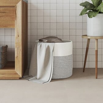 Opbergmand &Oslash; 40x35 cm katoen grijs en wit 3