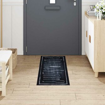 Keukenmat Zwart 150 x 45 cm Fluweel 3