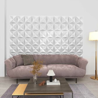 Wandpanelen 48 pcs Origami Wit 50 x 50 cm XPS Schuim 1