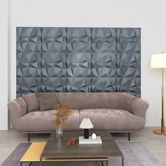 Wandpanelen 12 pcs Diamant Grijs 50 x 50 cm XPS Schuim 1