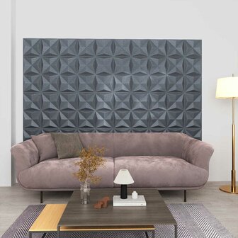Wandpanelen 48 pcs Origami Grijs 50 x 50 cm XPS Schuim 1