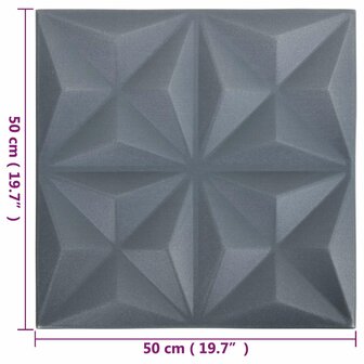 Wandpanelen 48 pcs Origami Grijs 50 x 50 cm XPS Schuim 6
