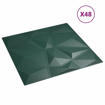 Wandpanelen 48 pcs Groen 50 x 50 cm XPS Schuim 2