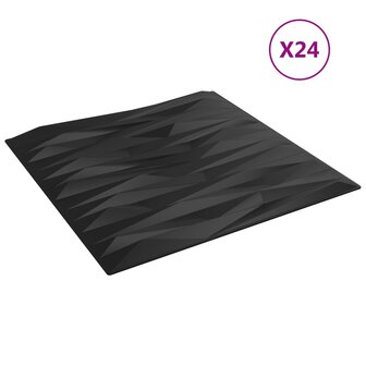 Wandpanelen 24 pcs Zwarte Steen 50 x 50 cm XPS Schuim 2