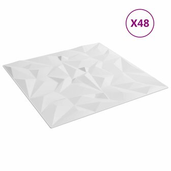 Wandpanelen 48 pcs Wit 50 x 50 cm XPS Schuim 2