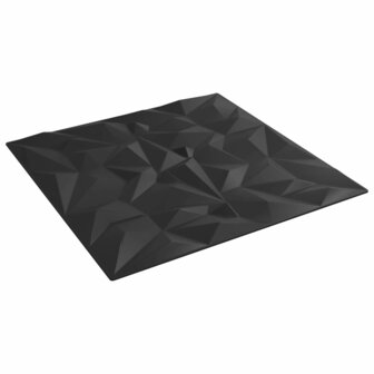 Wandpanelen 48 pcs Zwart 50 x 50 cm XPS Schuim 1