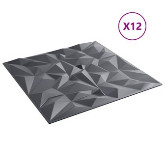 Wandpanelen 12 pcs Amethist Grijs 50 x 50 cm XPS Schuim 2