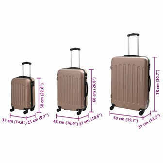 Koffer met slot 3 pcs Rose Gold 50 x 31 x 78 cm ABS Kunststof 12