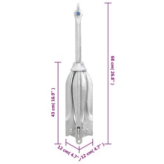 Anker inklapbaar 12 kg thermisch verzinkt gietijzer zilver 7