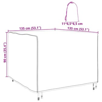 Tuinsethoes Zwart 135 x 135 x 90 cm 210D Oxford Stof 8