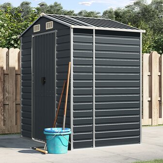 Tuinschuur 191x130x198 cm gegalvaniseerd staal antracietkleurig 1