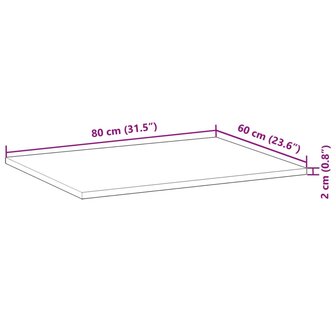 Wastafelblad met olieafwerking 80x60x2 cm massief acaciahout 8