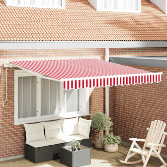 Elektrisch Uittrekbaar Zonnescherm Rood en Wit 300 x 250 cm 1