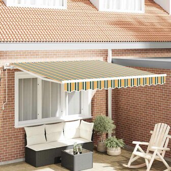 Elektrisch Uittrekbaar Zonnescherm Groen en geel 300 x 250 cm 1