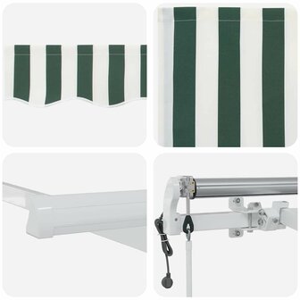 Elektrisch Uittrekbaar Zonnescherm Groen en Wit 300 x 250 cm 8
