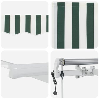Elektrisch Uittrekbaar Zonnescherm Groen en Wit 400 &times; 300 cm 4