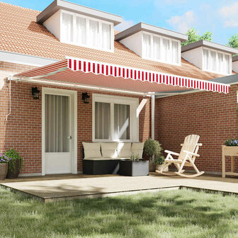 Elektrisch Uittrekbaar Zonnescherm Rood en Wit 450 &times; 300 cm 3