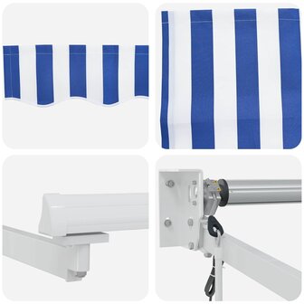 Elektrisch Uittrekbaar Zonnescherm Blauw en Wit 2,5 x 2 m 6