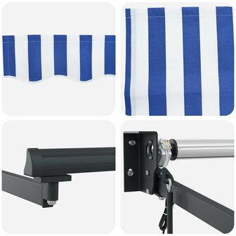 Elektrisch Uittrekbaar Zonnescherm Blauw en Wit 2,5 x 2 m 6