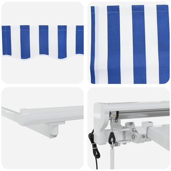 Elektrisch Uittrekbaar Zonnescherm Blauw en Wit 3 x 2,5 m 6