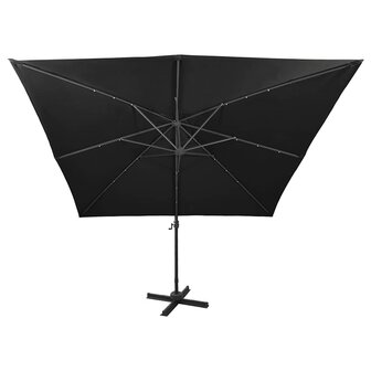 Zweefparasol met paal en LED-verlichting 300 cm zwart 7