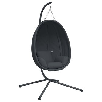 Egg hangstoel met standaard antraciet stof en staal 2