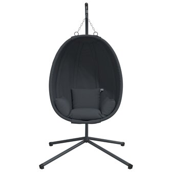 Egg hangstoel met standaard antraciet stof en staal 4