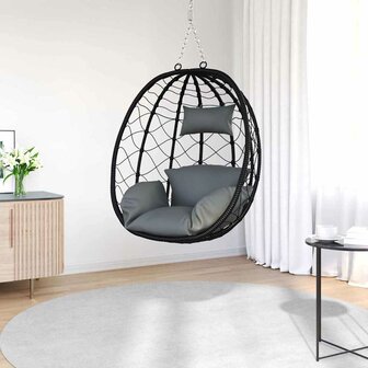 Egg hangstoel Antraciet 91,5 x 54,5 x 107 cm poly rattan 3
