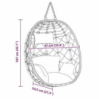 Egg hangstoel Cr&egrave;mewit 91,5 x 54,5 x 107 cm poly rattan 9