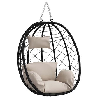 Egg hangstoel Taupe 91,5 x 54,5 x 107 cm poly rattan 2