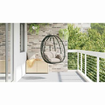 Egg hangstoel Taupe 91,5 x 54,5 x 107 cm poly rattan 4