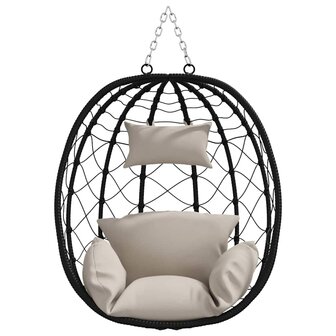 Egg hangstoel Taupe 91,5 x 54,5 x 107 cm poly rattan 5