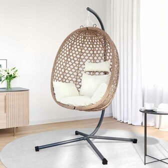 Egg hangstoel Licht cr&egrave;me 104 x 100 x 191 cm poly rattan 3