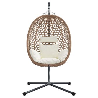 Egg hangstoel Licht cr&egrave;me 104 x 100 x 191 cm poly rattan 5