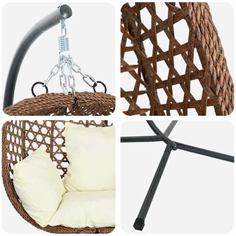Egg hangstoel Licht cr&egrave;me 104 x 100 x 191 cm poly rattan 8