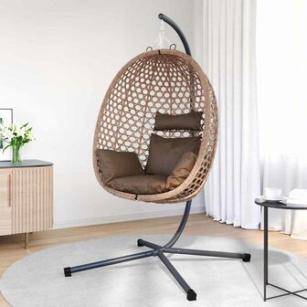Egg hangstoel Koffiebruin 104 x 100 x 191 cm poly rattan 3