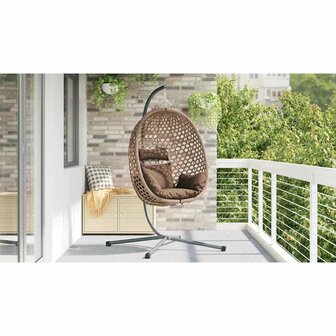 Egg hangstoel Koffiebruin 104 x 100 x 191 cm poly rattan 4