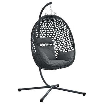 Egg hangstoel Antraciet en zwart 104 x 100 x 191 cm 2