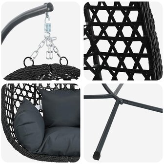 Egg hangstoel Antraciet en zwart 104 x 100 x 191 cm 8