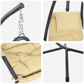 Egg hangstoel Beige 94 x 107 x 196,5 cm Staal 8
