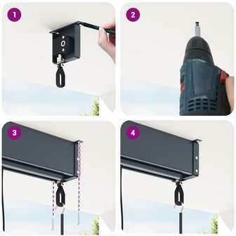 Rolgordijn Gestreept Antraciet 200x250 cm Stof en Aluminium 4